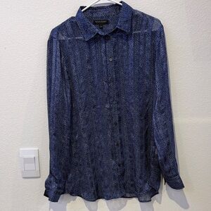 Banana Republic Navy Herringbone Blouse